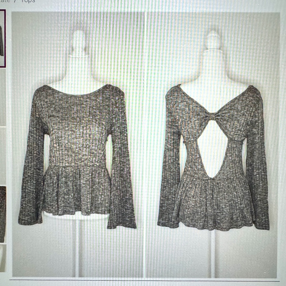 Altar’d State Babydoll Shirt w/ Open Back - black/grey/white, size small